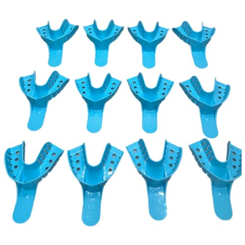 Impression Trays Blue, Perforated Impression Trays for Dental Clinic, Lab Equipment, Dental Students 20, 3# MD Upper