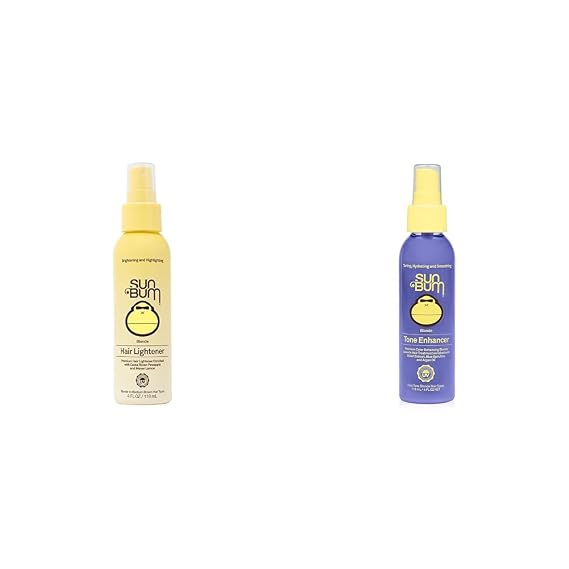Sun Bum Blonde Formula Hair Lightener, Blonde Tone Enhancer Leave-In Treatment, 4 oz Each