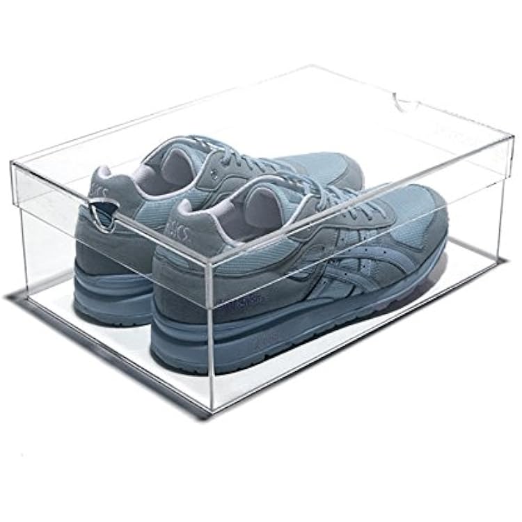 OnDisplay Luxury Acrylic Shoe Box - Clear Lucite Shoebox with Lid LargeMens