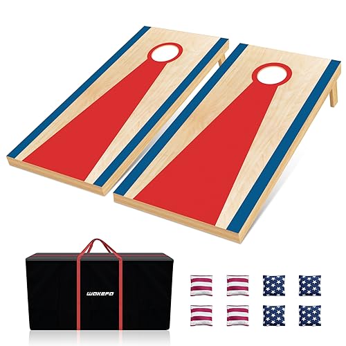 Cornhole Set, 3x 2 4x 2 Corn Hole Boards Set, Solid Wood Cornhole Game Outdoor Set, Corn Holes Outdoor Game, Corn Hole Sets with Bags Regulation Size, Perfect for Lawn, Backyard, Beach, Park