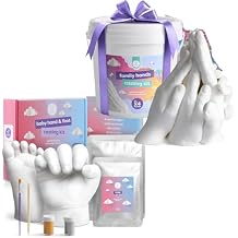chuckle Baby Handprint Footprint Casting Kit + XL Family Hand Casting Kit - Extra Large 3D Hand Mold Kit for Up to 4 Hands, Newborn Gift Set,