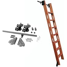 Rolling Ladder Hardware Kit Sliding Library Hardware Rolling Track(No Ladder) with Floor Roller Wheels, Round Tube Mobile Rail for Home/Indoor/Loft (Size : 3.3ft/100cm Track Kit)