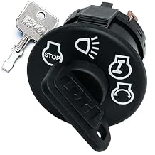 HD Switch Ignition Starter Switch fits Craftsman for Riding Lawn Mower Tractor - 4 Position with Headlight Control, 7 Terminal Includes 1 Umbrella & 1 Steel Key