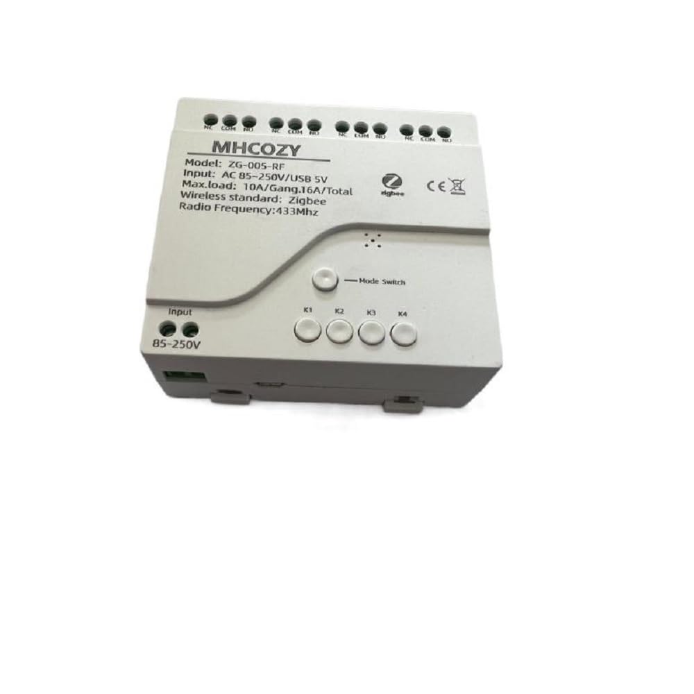 4 Channel 220V Smart ZigBee Wireless Dry Contact Relay Switch Module,Work with Alexa Google Home Tuya 2mqtt