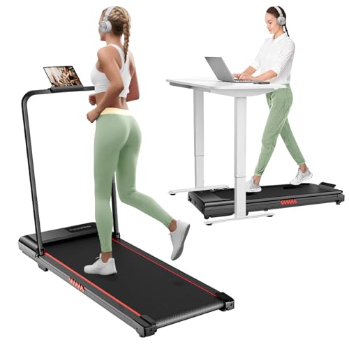 Walking Pad with Handle,3.0HP Walking pad Treadmill,3 in 1 Portable Under Desk Treadmill for Home,Treadmil with Handle Bar,Small Treadmills,Foldable Treadmills with Remote Control,LED DisplayBlack