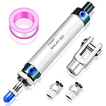 TAILONZ PNEUMATIC 40mm Bore 300mm Stroke Air Cylinder Double Action with Y Connector and 2Pcs 8mm Fitting MAL40x300 Silver
