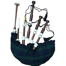 McWilliams PROFESSIONAL SCOTTISH HIGHLAND BAGPIPE IVORY MOUNTS BLACK WATCH TARTAN AND BAG
