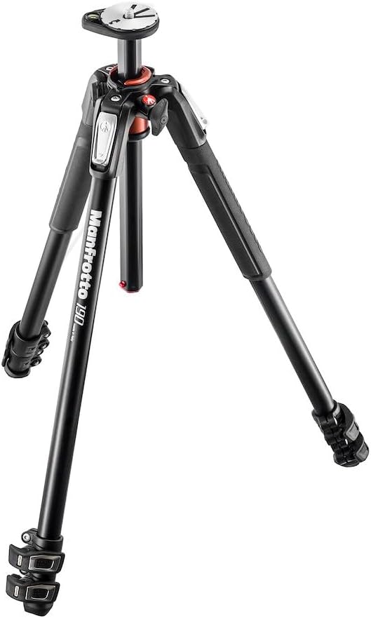 Manfrotto MT190XPRO3 Photo Tripod, 3-Section Aluminium, 90 degree Center Column, for Mirrorless and DSLR Cameras, Black/Anthracite