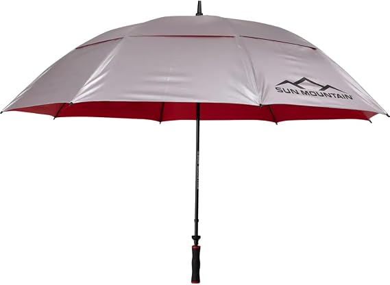 Sun Mountain 2025 68" Manual Golf Umbrella Silver/Red 68 in