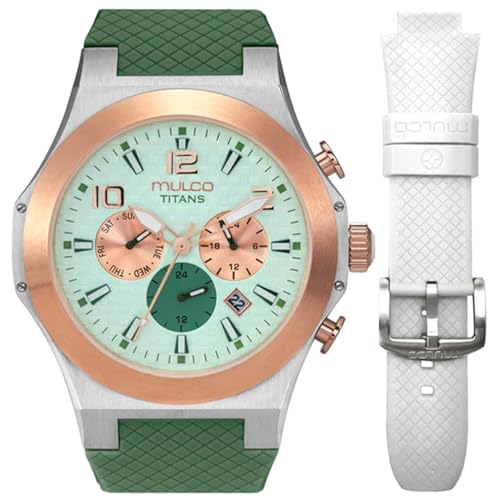 MULCO Titans Watches for Men & Women Stainless Steel Quartz Watch with Minimalist Analog Display, Mother of Pearl & Crystal Accents, 100m Waterproof  Free Silicone Wristband Color May Vary