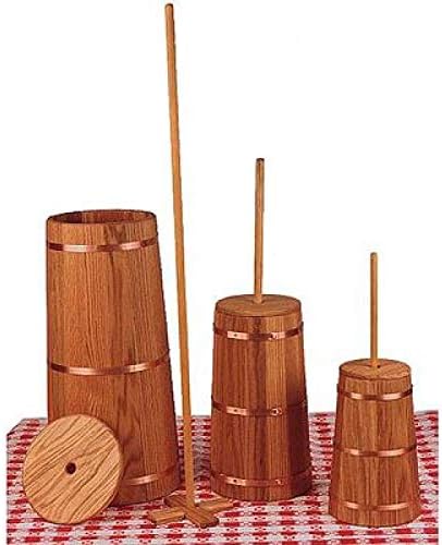 Tapered Oak Dasher-Style Unlined Butter Churn Large 20" Makes 5 Quarts