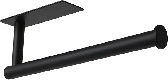 theaoo Under Cabinet Paper Towel Holder for Kitchen, Adhesive, Black