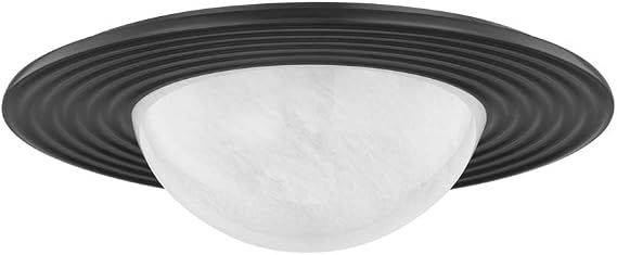 Hudson Valley Lighting Geraldton 1-Light Flush Mount | Essential & Modern Style | Distressed Bronze Finish | Made of Steel & Glass | Damp-Rated for Bathroom Use | 15.75" Dia x 4.25" H | 7116-DB