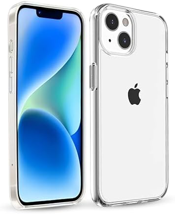 Silicone Clear Phone Case for iPhone 13 & iPhone 14 Cases, 6.1" Transparent & Anti Yellowing Clear Case, Wireless Charging Phone Cases for Apple Cover iPhone 13/14, Military Shockproof Drop Protection