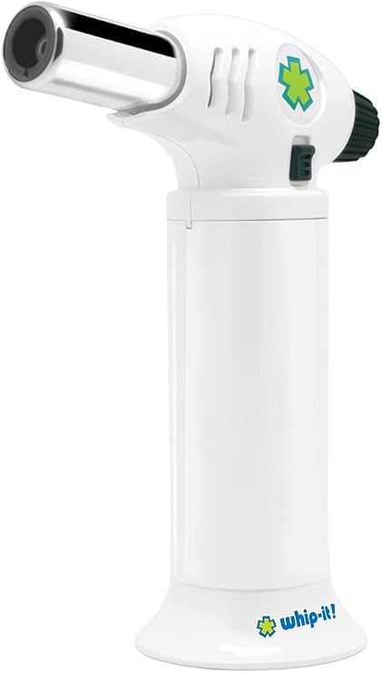 Whip-It! Ion Torch - All White. Butane Torch Lighter, Refillable Cooking Torch with Adjustable Flame, Safety Lock for Soldering, Kitchen, Welding