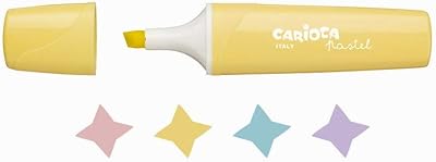 CARIOCA Memolight Pastel Highlighters 4-Pack, Soft Water-Based Ink, Washable, 5mm Chisel Tip, Made in Italy