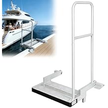 RYFT Fixed Boat Boarding Platform & Dock Extension Step, Heavy-Duty Marine-Grade Aluminum, Non-Slip Deck, Handrail Compatible for Boat Lifts, Docks & Pontoons