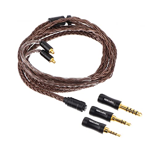 Linsoul Tripowin Amber 32AWG OFC Oxygen Free Cable HiFi IEM Cable with Interchangeable 2.5mm3.5mm4.4mm Plug, PVC Sleeve Replacement Cable for AudiophileMMCX