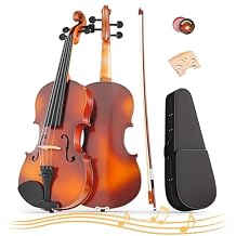 4/4 Beginner Violin Kit for Adults, Complete Full Size Violin Set with Portable Case, Bow, Rosin, Natural