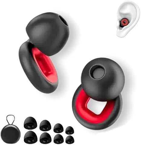 Earplugs, Moto Earplugs, Sleep Earplugss, Ear Plugs for Sleeping Noise Cancelling, Super Soft Reusable Silicone Ear Plugs, for Motorcycles, Concerts, Sports (Red)