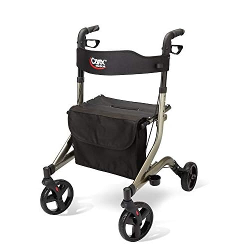 Carex Crosstour Rolling Walker Rollator - Rolling Walker with Seat - Folding, Euro Style Rollator, 4 Wheel Walker for Seniors- 300lb Capacity, Walker with Seat for Seniors