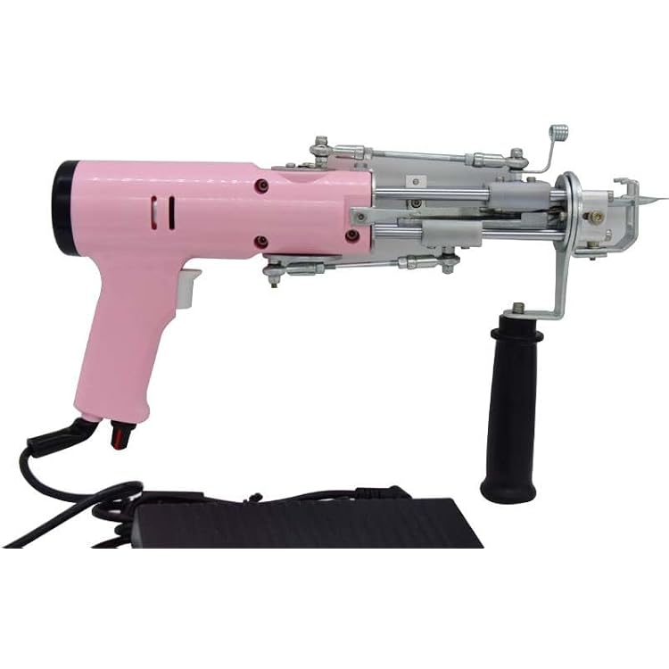 Pink Electric Tufting Gun for Rug Making, Adjustable Speed 5-40 StitchesSec, LoopCut Pile 2-in-1 Carpet Tufting Tool with Lightweight Nylon Body, Low Noise DIY Craft Gun 24V