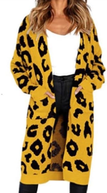 Women's Y2K Oversized Cardigan Sweater Leopard Print Cheetah Print Sweater Front Cardigan Coat Jacket