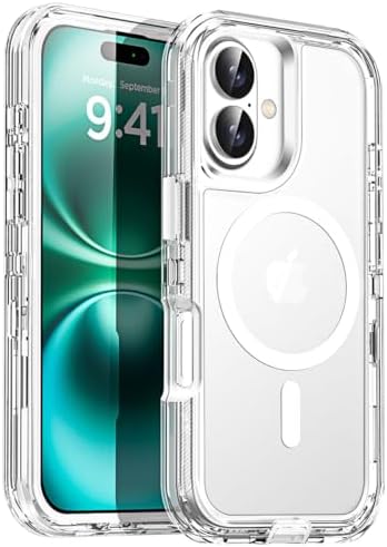 AICase for iPhone 17 Case Clear with Magsafe,3 in 1 Magnetic Heavy Duty Drop Protection Full Body Rugged ShockproofDust Proof 3-Layer Military Protective Tough Durable Cover for iPhone 17 6.3_1
