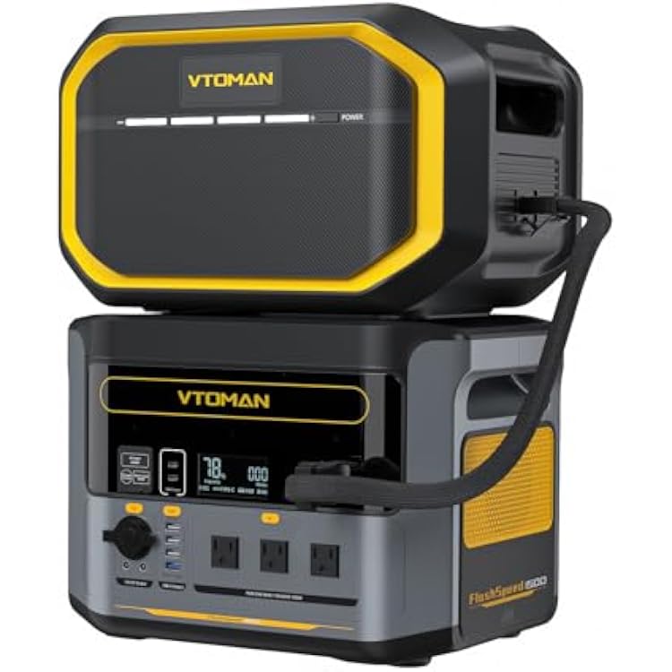 VTOMAN FlashSpeed 1500 Portable Power Station 1500W 3000W Peak with Extra Battery, 3096Wh Battery Station with Up to 12 Outputs, Supports ACDCSolar Charging, for Outdoor Camping & Home Outages