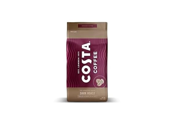 Costa Coffee Ground Dark Roast Coffee, Bold & Chocolatey, 12 Oz Bag