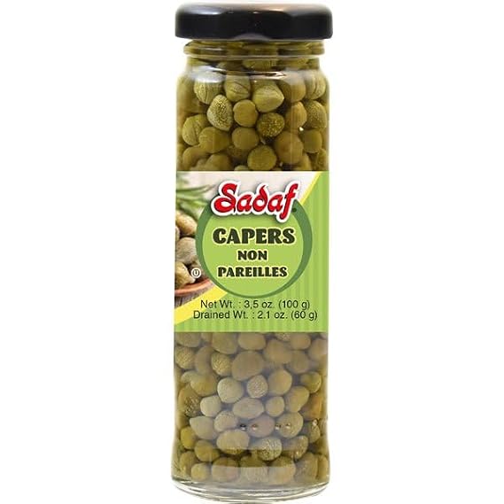 Sadaf Capers Non Pareilles - Capers for Cooking and Food Flavoring - Caper Berries - Halal - 3.5 oz Jar