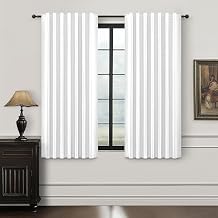 Pure White Linen Drapes 84 Inch Length 2 Panels Set for Living Room, Elegant Pleated Thick Blackout Curtains Insulated Room Darkening Bedroom Window Curtain Decor Pin Hooks Back Tab 50"W x 84"L 2 Burg