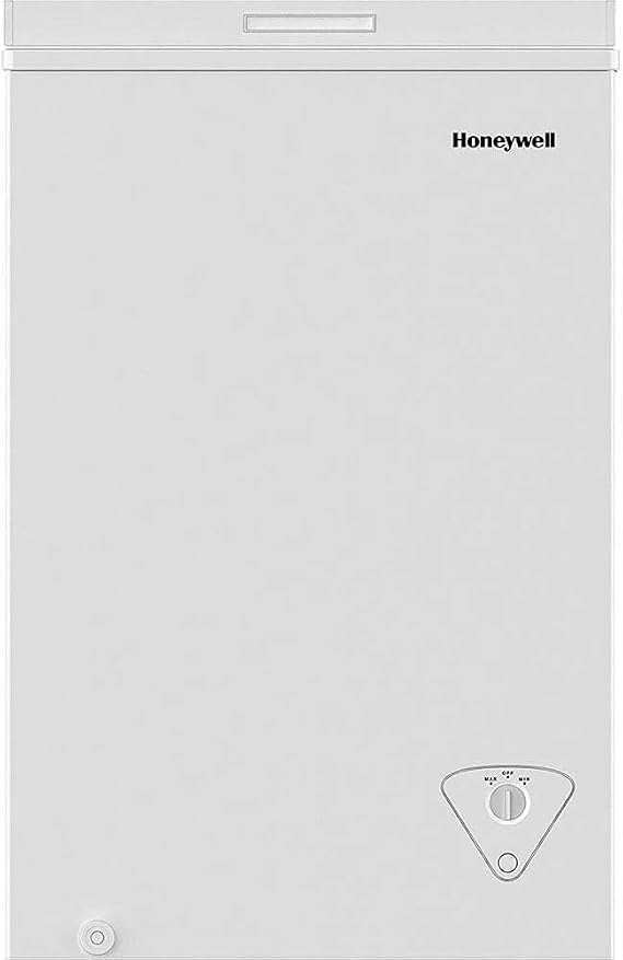 Honeywell 3.5 Cubic Feet Chest Freezer with Removable Storage Basket, Adjustable Temperature Control, Energy Saving, for Garage, Office, Dorm, or Apartment, white