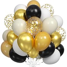 Dagelar Black Gold Beige Balloons, 60PCS Black Gold White Sand Balloons Party Balloon with Metallic Gold Confetti Party Balloon for Graduation, Weddings, Birthday, New Year Decorations