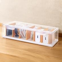 PAVSTINE 2 Pack Clear Cable Organizer Box with Lid, Plastic Charger Cable Cord Storage Organizer, Office Desk Organizers, Multifunctional Accessories Storage for Home Drawer Office, Stackable