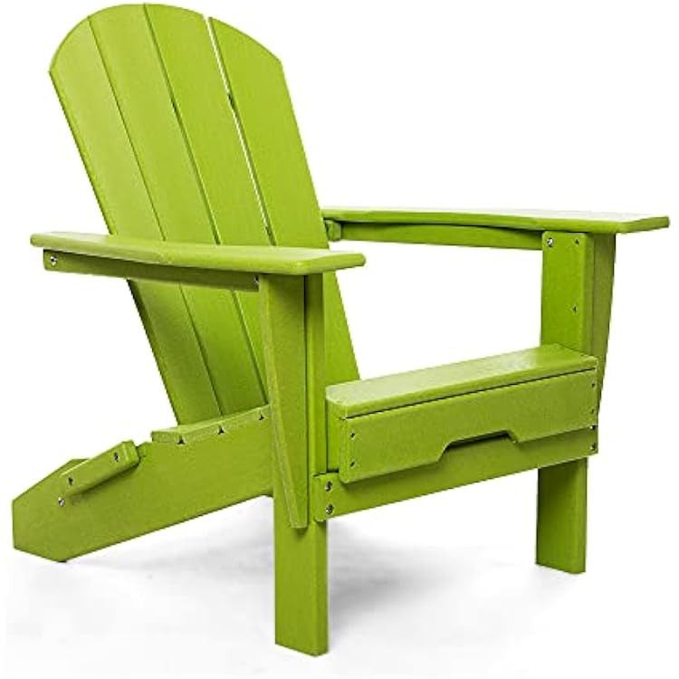 Folding Adirondack Chair, Premium All Weather Outdoor Patio Furniture, 21 Inch Wide Seat, Up to 350 lbs, Foldable Outdoor Patio Chairs, New Heritage Collection Apple Green