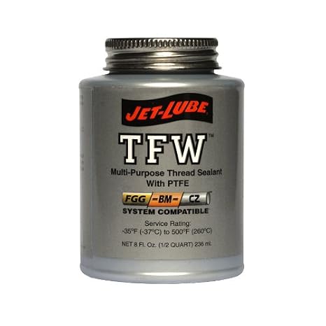 Jet-Lube TFW Multipurpose Thread Sealant with PTFE, 1/4 pt Brush Top Can