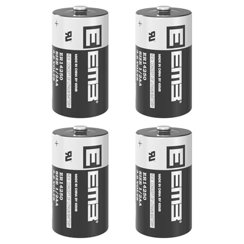 EEMB 4 Pack ER14250 Battery 12AA 3.6V Lithium Battery Li-SOCL2 XL-050F Non-Rechargeable LS14250 for Dog Collar Meter Sensor Movement MonitorHome Security SystemAlarm System