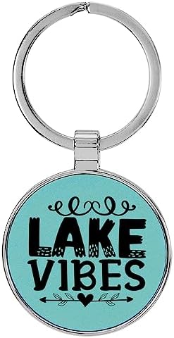 Lake Vibes Laser Engraved Leatherette Keychain Backpack Pull - 1.5 x 3 Inches