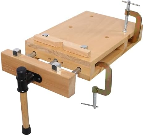 Woodworking Bench Vise - Portable Hard Wood Workbench with 2 G-Type Fixing Clips, 4 Limit Blocks, Wood Bench Vises Kit Workbench Top Whittling Vise Woodworking Tools Work Benches for Garage Studios
