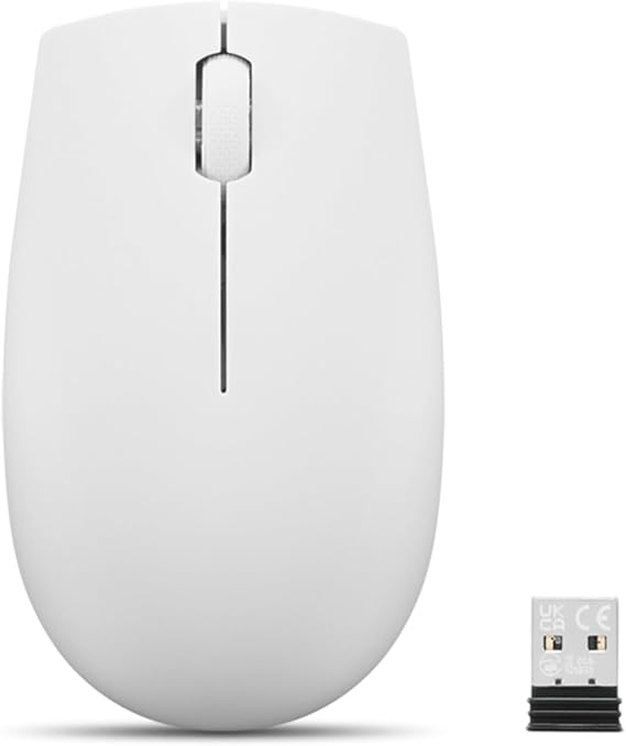 Lenovo 300 Wireless Mouse Computer Mouse for PC, Laptop with Windows Ambidextrous Design 2.4 GHz Nano USB Receiver 12 Month Battery Life