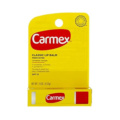 Carmex Classic Lip Balm, Lip Protectant Sunscreen SPF 15, 0.15 oz Pack of 12