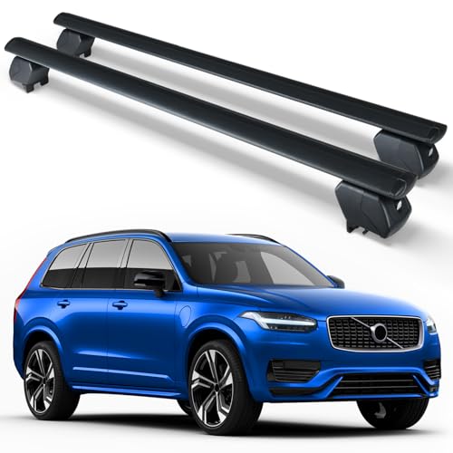 Heavy Duty 300 LBS Roof Rack Cross Bars Compatible with 2015-2025 Volvo XC-90 XC-90 with Side Rails, Lockable & Adjustable Rooftop Top Luggage Crossbars Cargo Carrier SUV