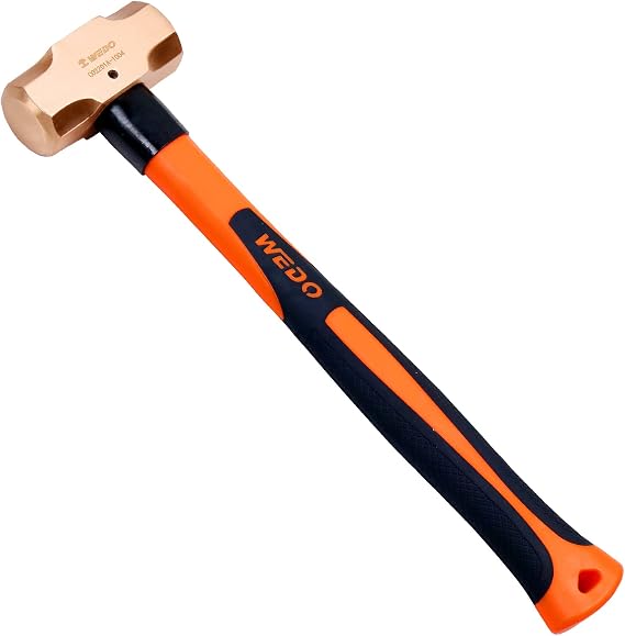 WEDO Copper Sledge Hammer with Fiberglass Handle,Club Hammer,Long Straight Handle,Length 400mm(16"),3lb