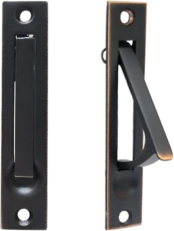 Pocket Door Edge Pull,Solid Pocket Door Flush Edge Pull,Hidden Edge Handles Hardware,Aged Classic Bronze,1 Pack