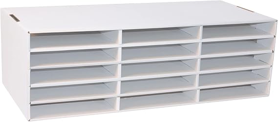 Classroom Keepers 9" x 12" Construction Paper Storage, 15-Slot, White, 9-3/8"H x 29-1/4"W x 12-7/8"D, 1 Unit