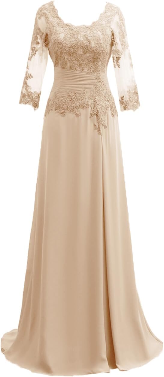 JAEDEN Mother of The Bride Dresses Long 2026 Lace Chiffon - Mother Groom Dresses Sleeves