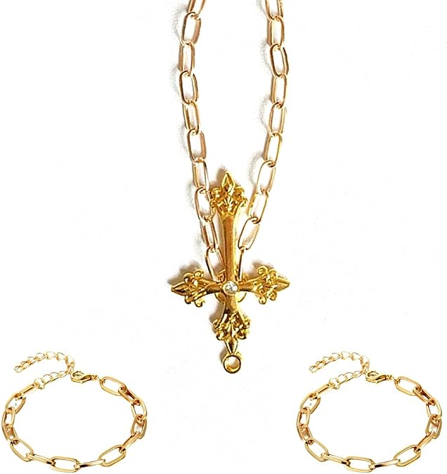 Women's Cosplay Cross Necklace +Bracelets Costume Accessories