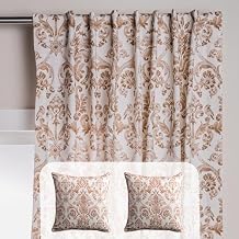 Maison d' Hermine Allure Bundle Set 100% Cotton Curtain (84 Inch x 50 Inch, 1 Panel) & 2 Decorative Pillow Covers (20 Inch x 20 Inch)