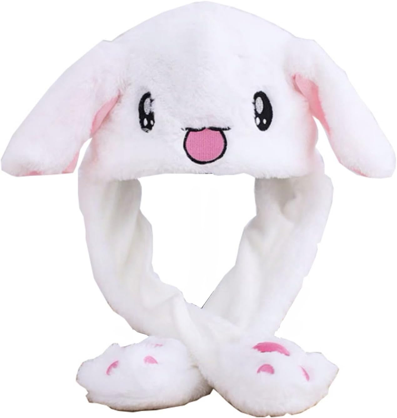 Floatdream Moving Ears Rabbit Hat, Cute Rabbit Hat, Plush Rabbit Ears Headband, Interesting Rabbit Kawaii Hat, Fancy Dress for Costume Play, Birthday Gift White, white, 60